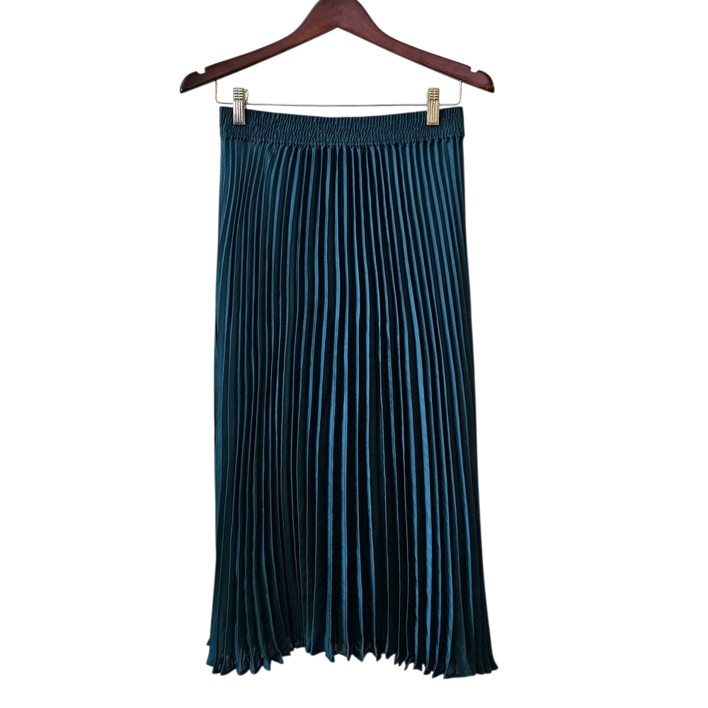 Banana Republic Hunter Green Pleated Midi Skirt EUC